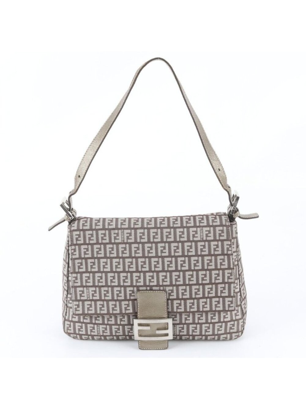 Fendi Zucchino Mamma Baguette Bucket Leather Shoulder Bag